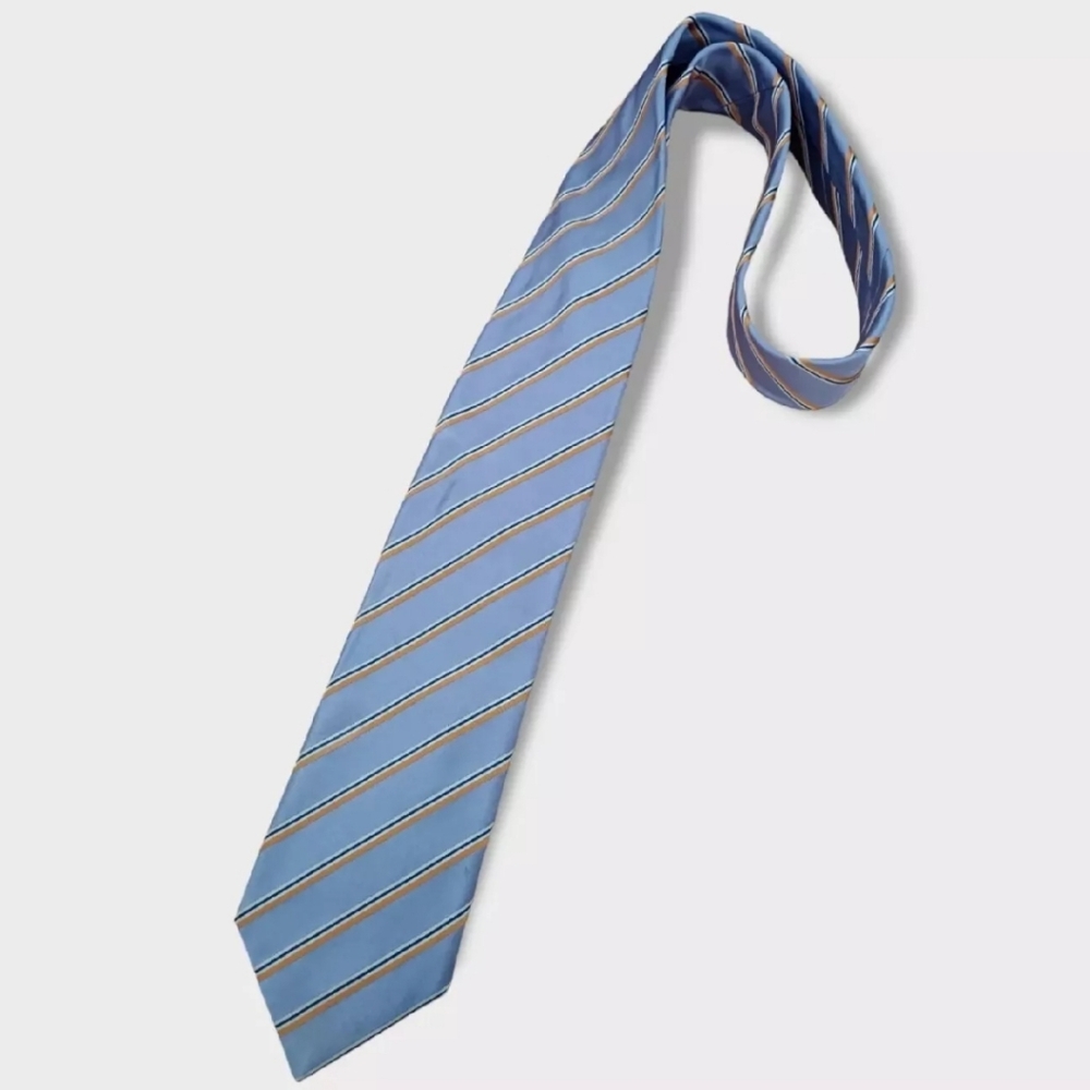 MOSCHINO Purple/Orange Striped Silk LUXURY Tie ITALY